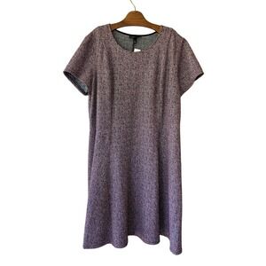 NWT Lane Bryant 22/24W Black/White/Red Tweed Knit Stretch Shift Dress,Retail $79